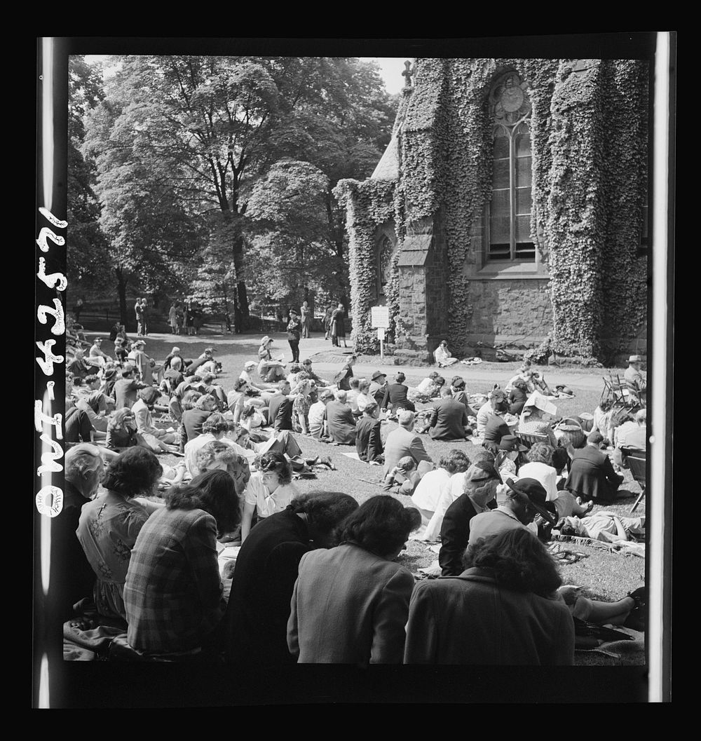 Bethelehem, Pennsylvania. Bach festival. On the lawn during the Bach festival outside Parker Memorial Chapel. Sourced from…
