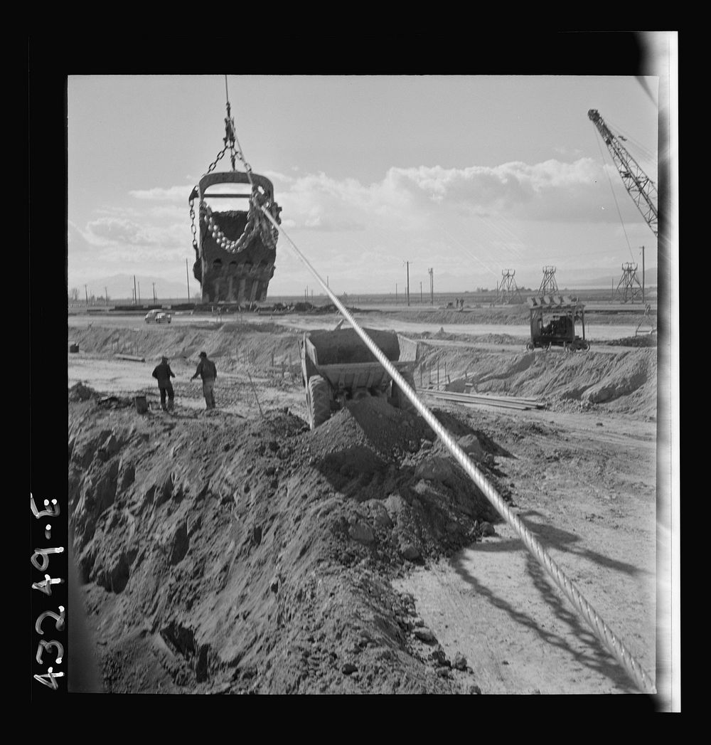 [Untitled photo, possibly related to: Columbia Steel Company at Geneva, Utah. Drag lines are working day and night…