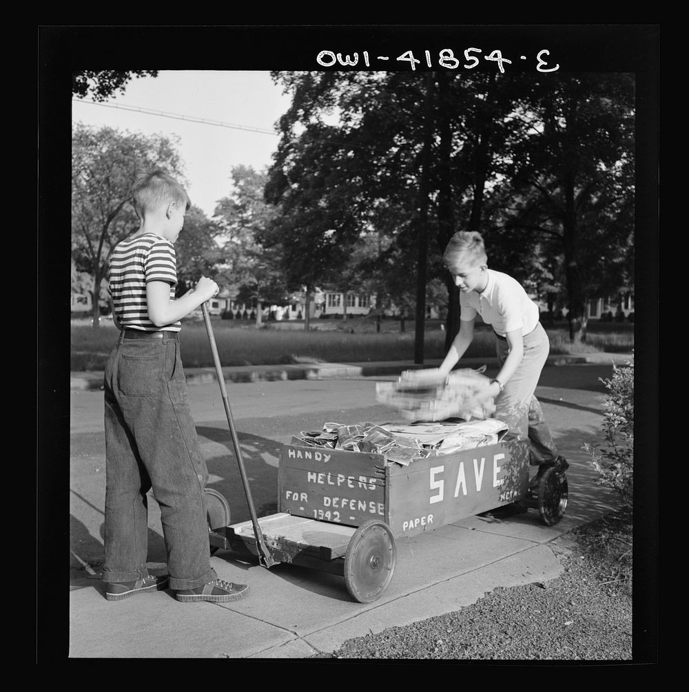 [Untitled photo, possibly related to: Southington, Connecticut. Boys collecting paper for war conversion]. Sourced from the…