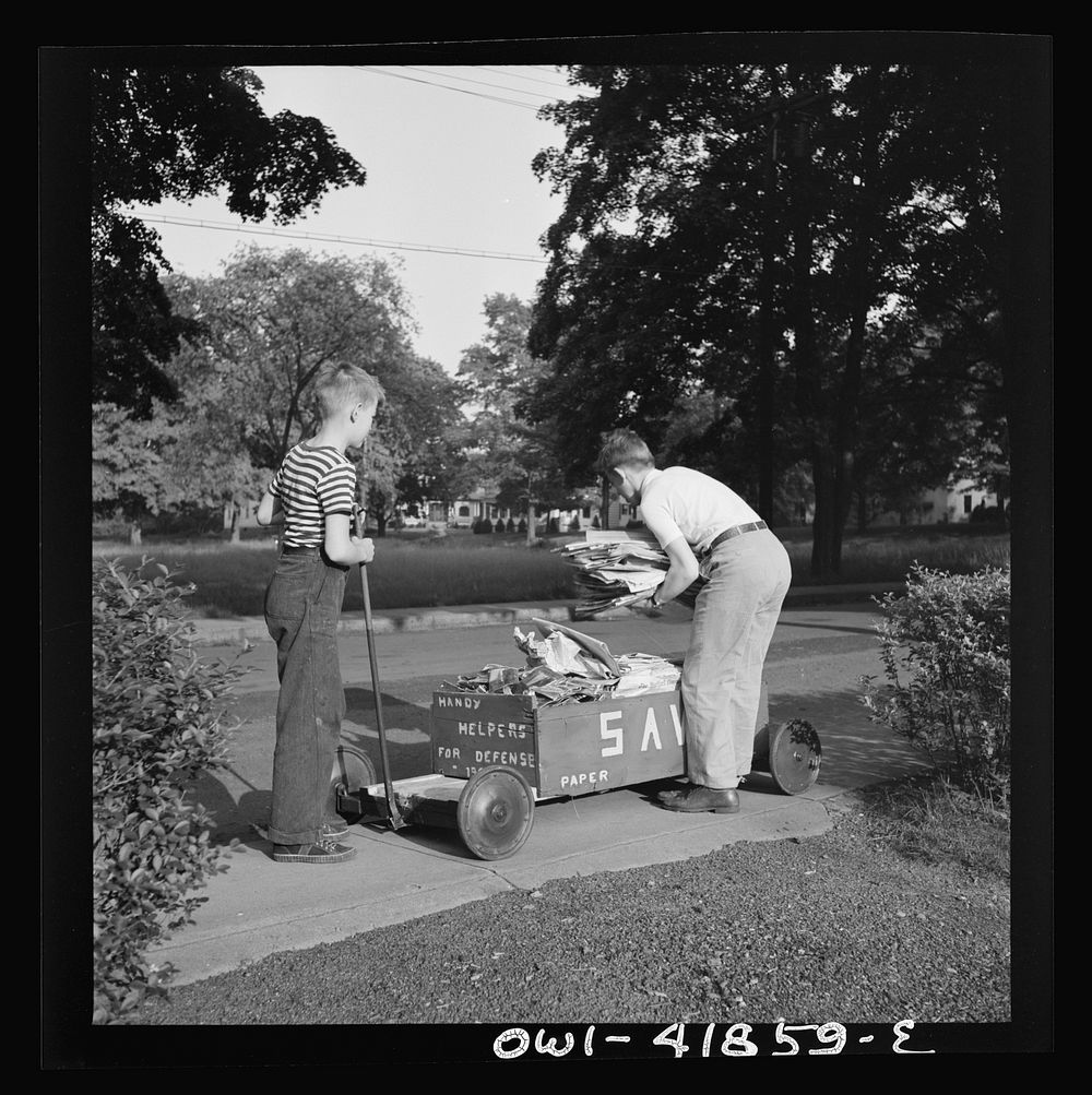 [Untitled photo, possibly related to: Southington, Connecticut. Boys collecting paper for war conversion]. Sourced from the…
