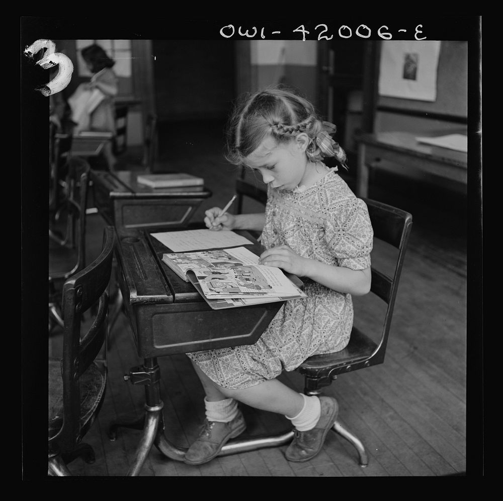 [Untitled photo, possibly related to: Southington, Connecticut. School girls studying]. Sourced from the Library of Congress.