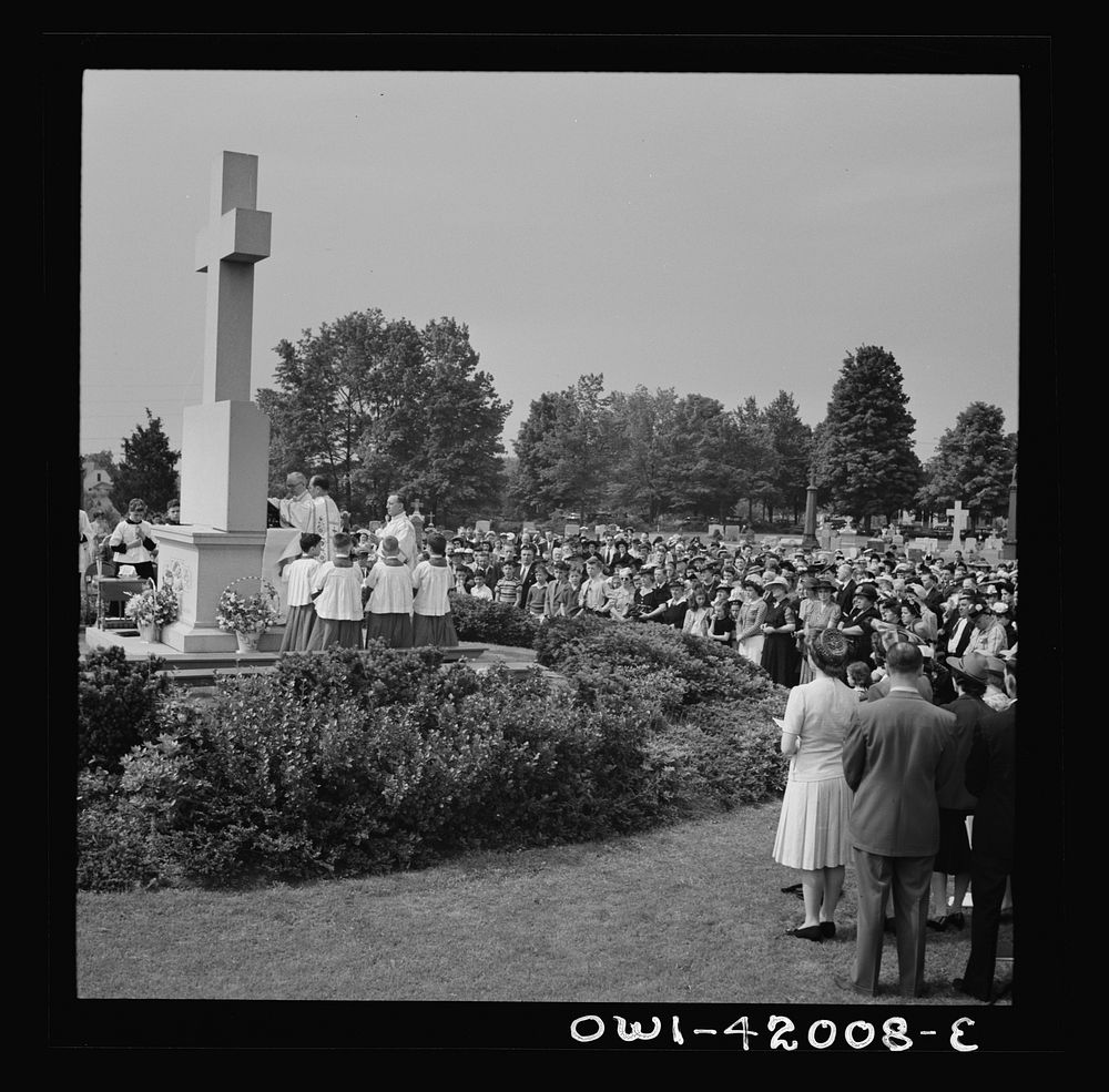 [Untitled photo, possibly related to: Southington, Connecticut. On All Souls' Day, the Catholic congregation is gathering in…