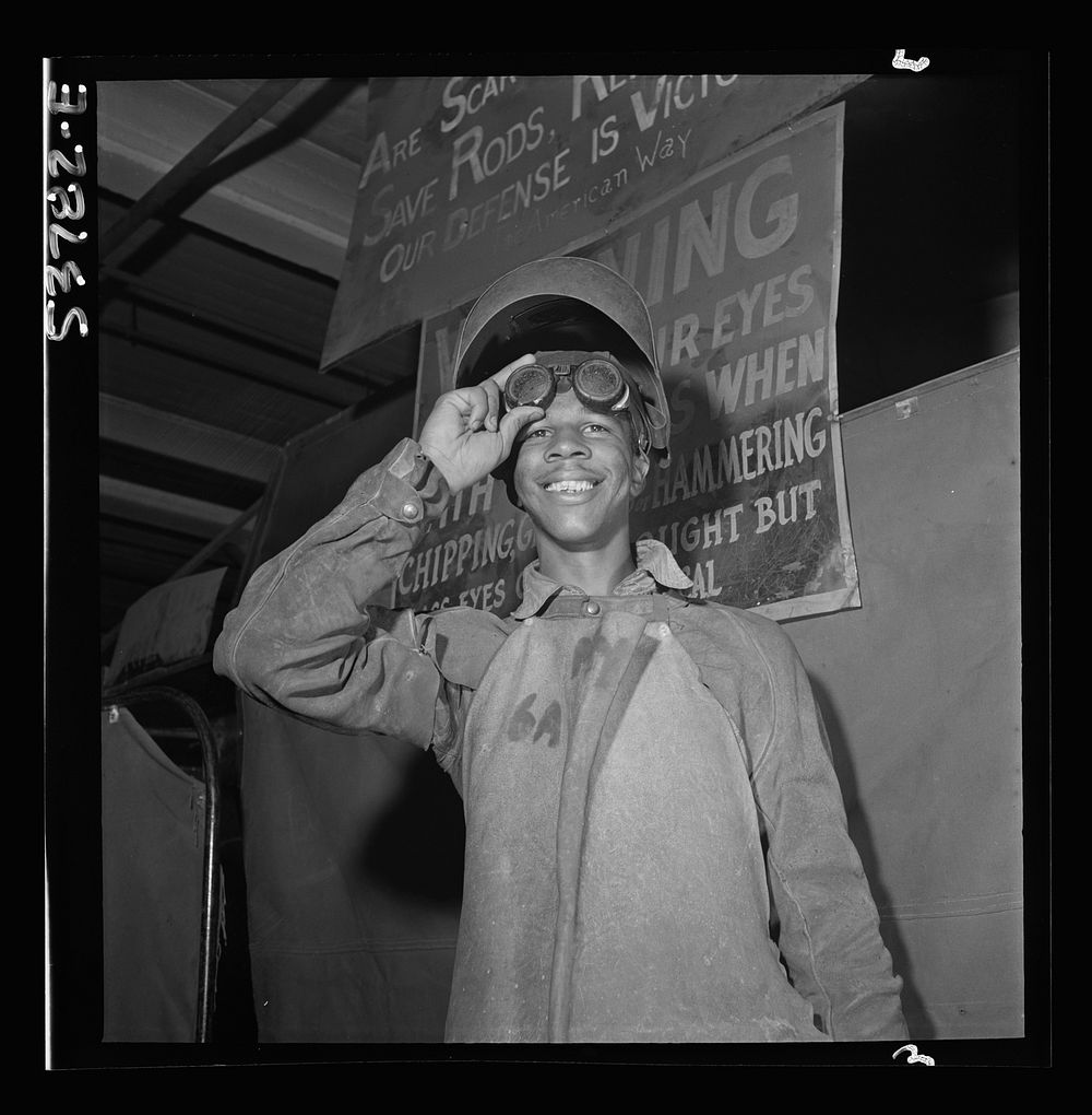 NYA (National Youth Administration) Center, Brooklyn, New York. A  who is receiving training in machine shop practice shown…