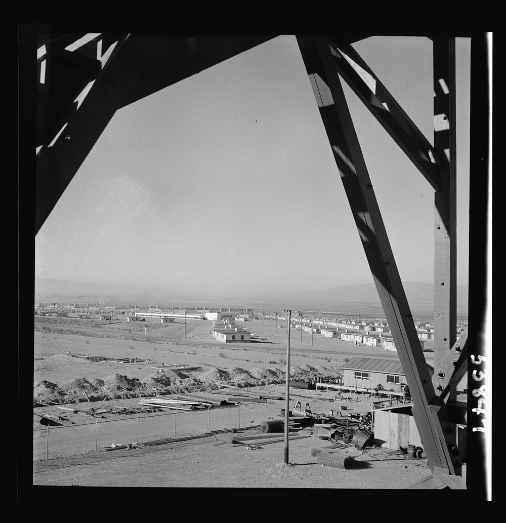 Las Vegas, Nevada. A view from a watchtower, showing the Basic Magnesium Incorporated plant, its 1,000 unit housing…