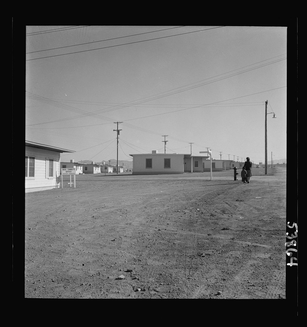 Las Vegas, Nevada. The basic townsite office and part of the 1,000 unit housing development on the grounds of Basic…
