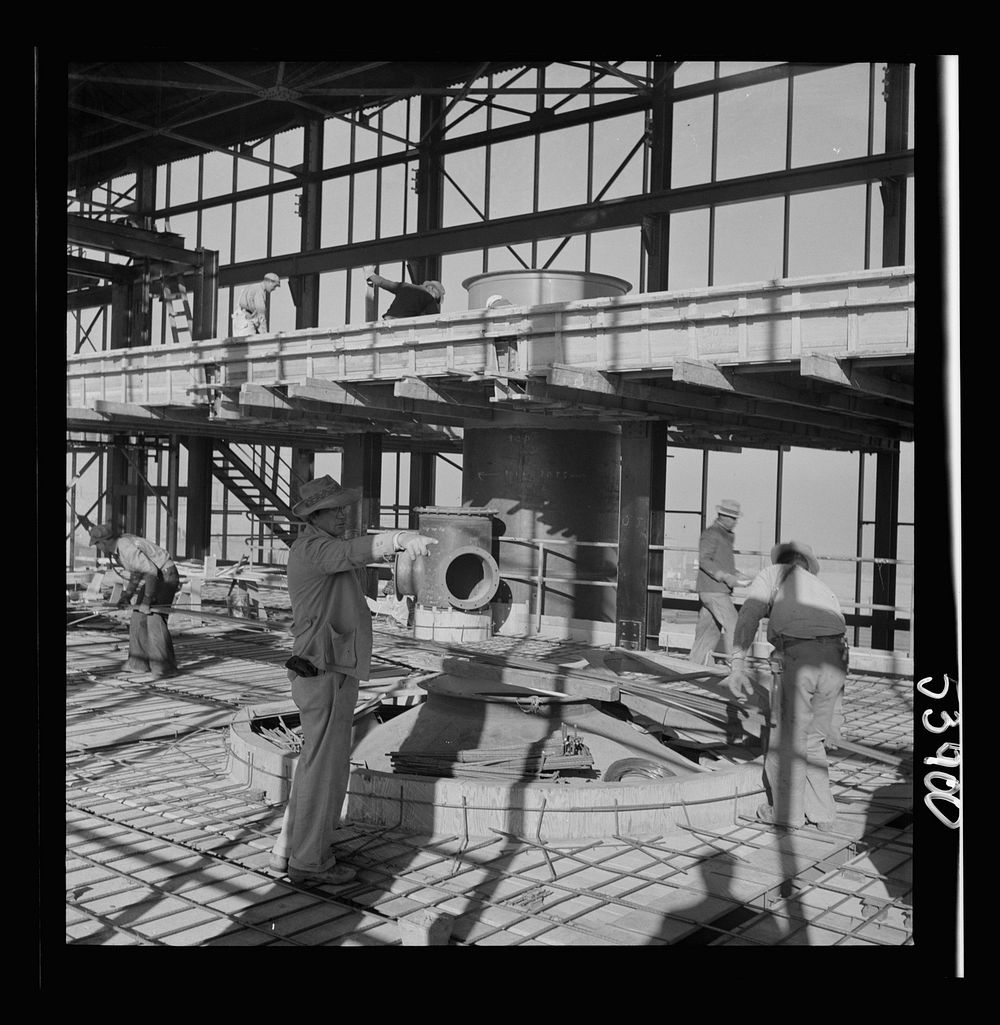 [Untitled photo, possibly related to: Las Vegas, Nevada. A construction scene inside one of the huge buildings of the Basic…