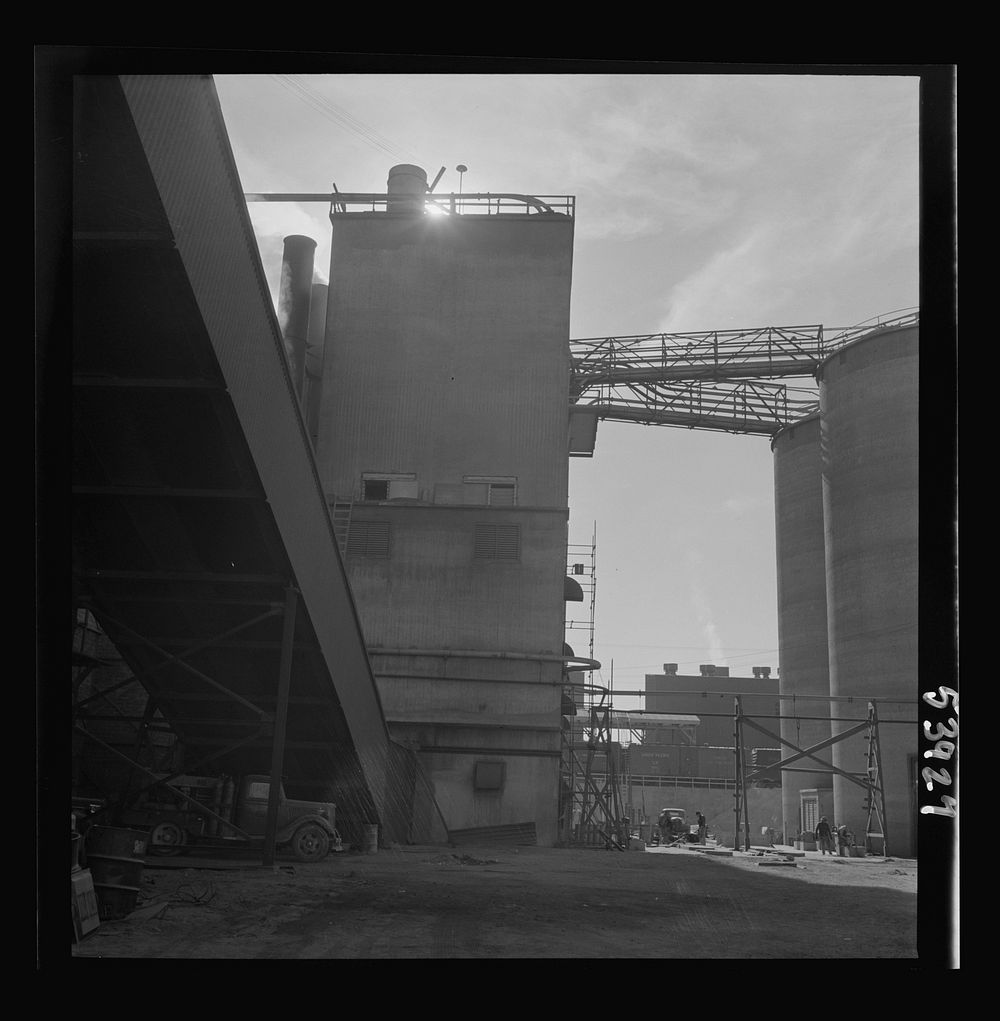 [Untitled photo, possibly related to: Las Vegas, Nevada. A giant silo and part of the buildings on the grounds of Basic…