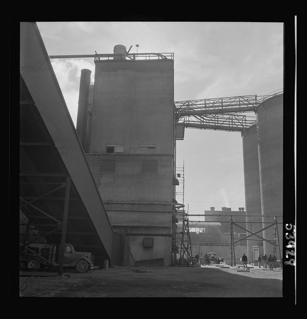 [Untitled photo, possibly related to: Las Vegas, Nevada. A giant silo and part of the buildings on the grounds of Basic…