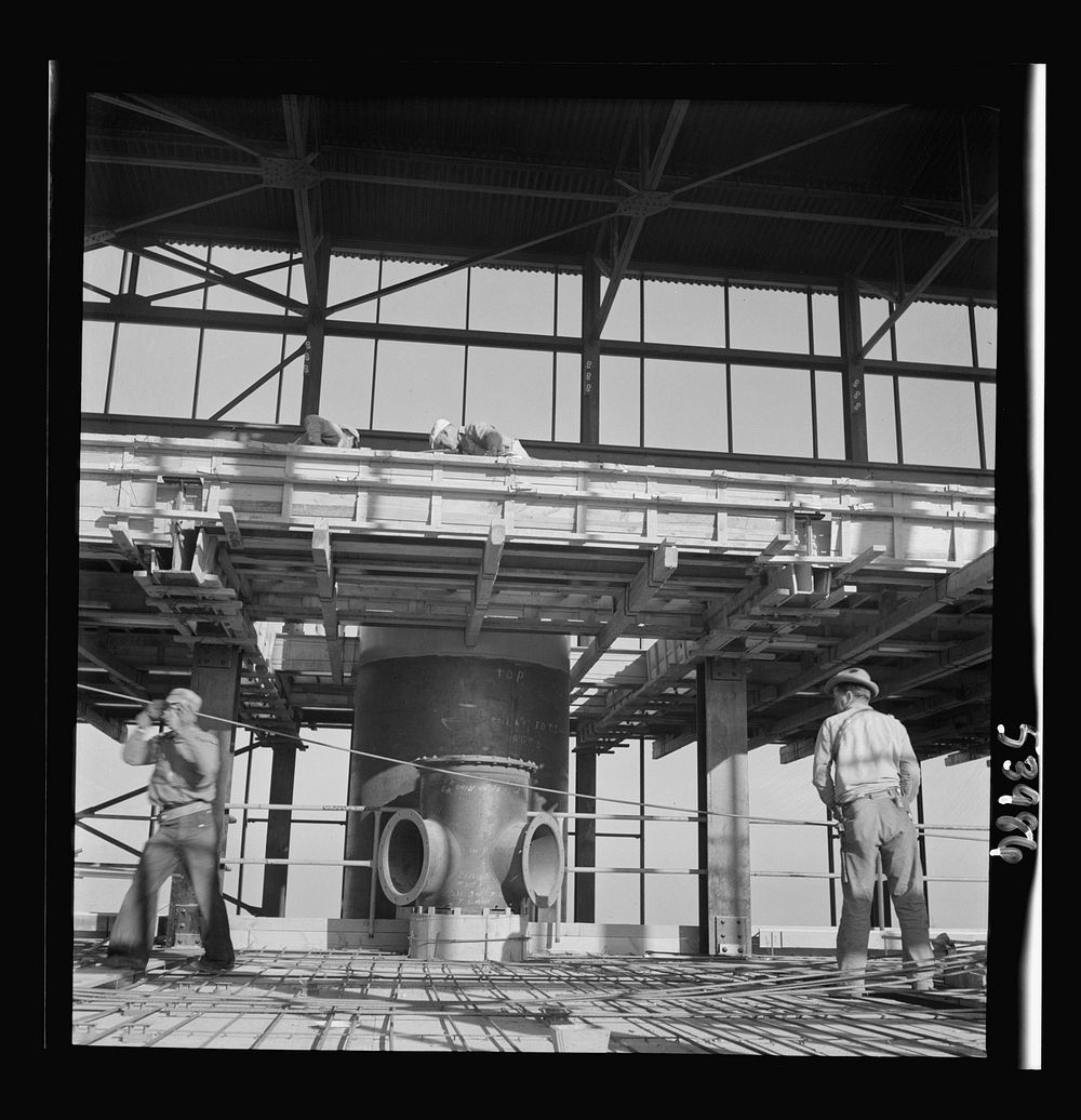 [Untitled photo, possibly related to: Las Vegas, Nevada. A view of the steel structure of one of the huge buildings being…