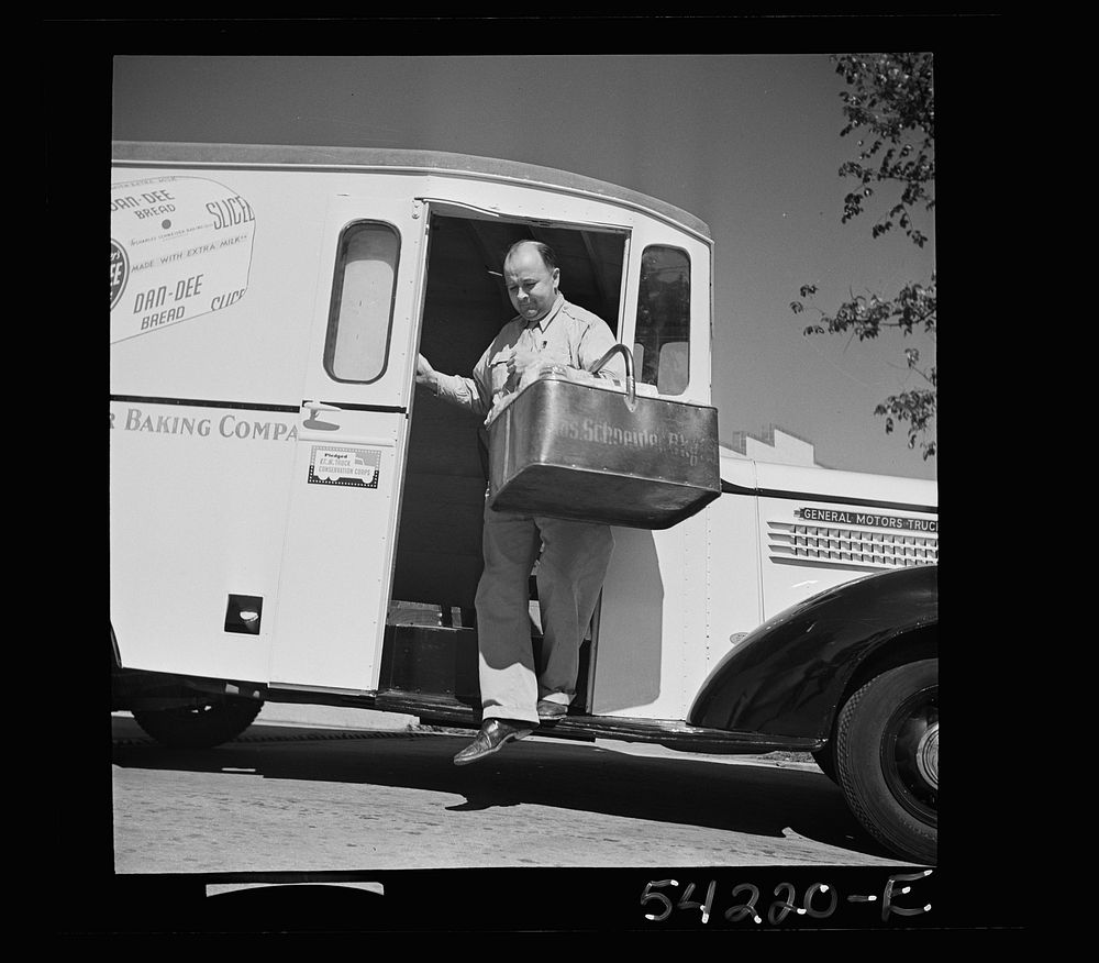 Washington, D.C. A Charles Schneider Baking Company delivery truck displaying a United States Truck Conservaton Corps…