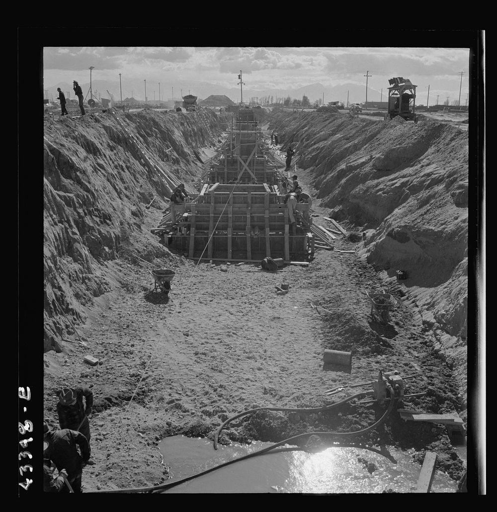 Columbia Steel Company at Geneva, Utah. Excavating and constructing open hearth furnaces for a new steel mill. Sourced from…