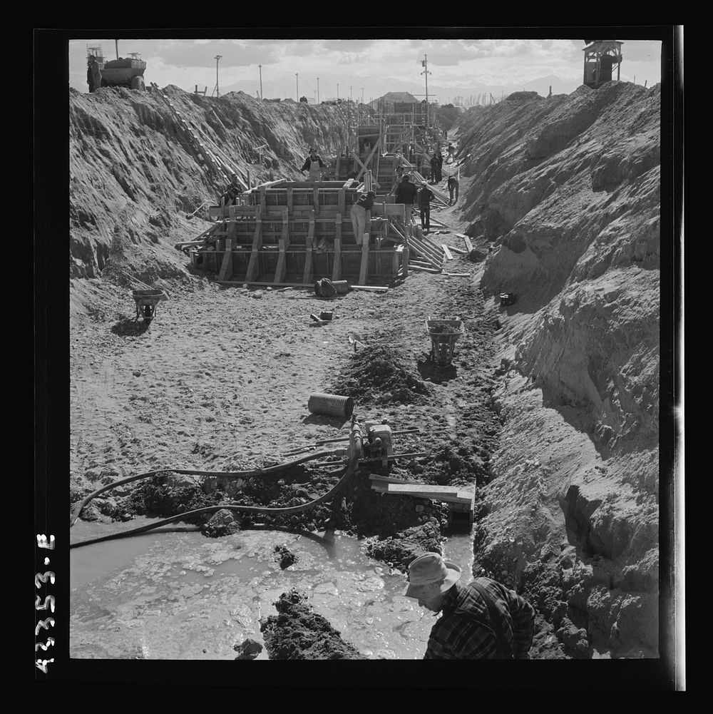 [Untitled photo, possibly related to: Columbia Steel Company at Geneva, Utah. Excavating and constructing open hearth…