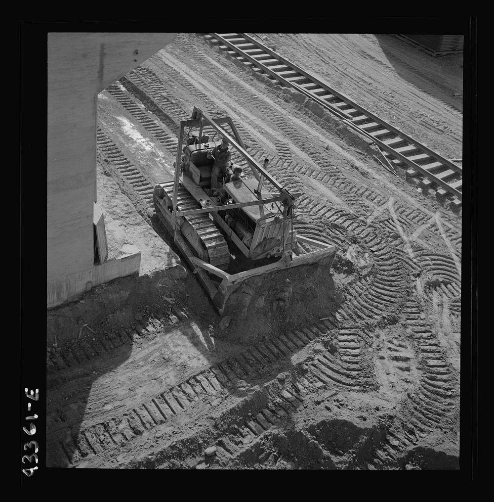 [Untitled photo, possibly related to: Columbia Steel Company at Geneva, Utah. Bulldozer used in grading during the…