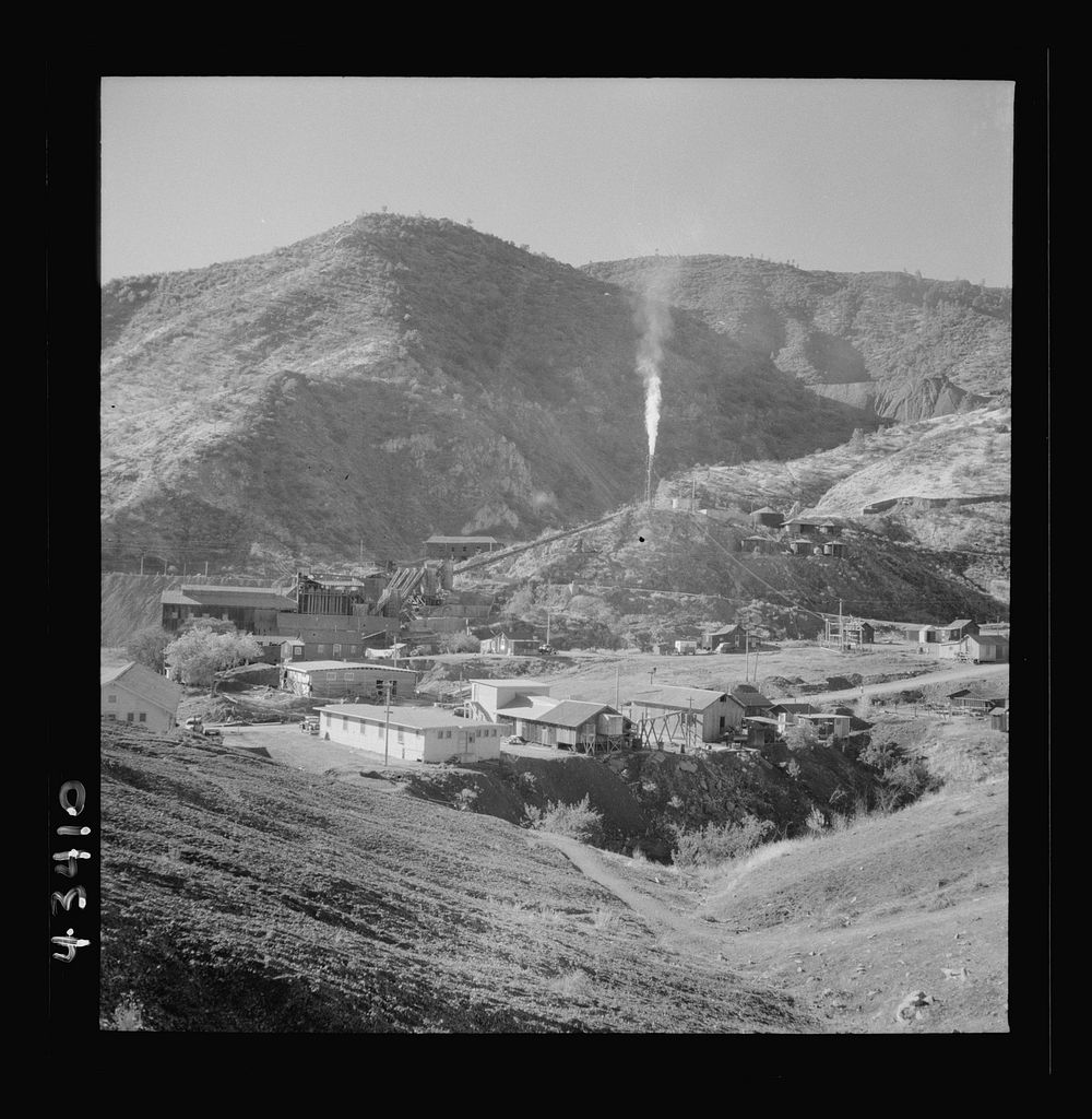 [Untitled photo, possibly related to: New Idria, California. The mercury extraction plant of the New Idria Quicksilver…
