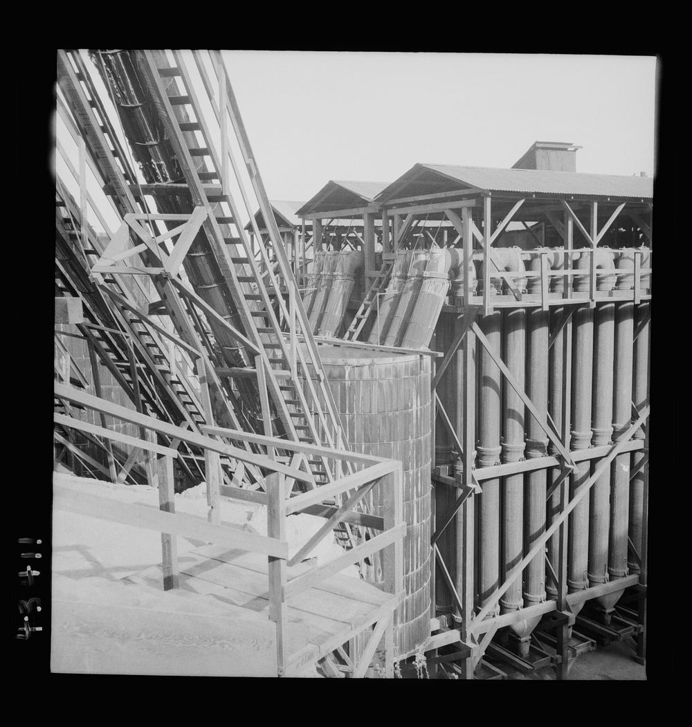 [Untitled photo, possibly related to: New Idria, California. A view of the mercury extraction plant of the Quicksilver…