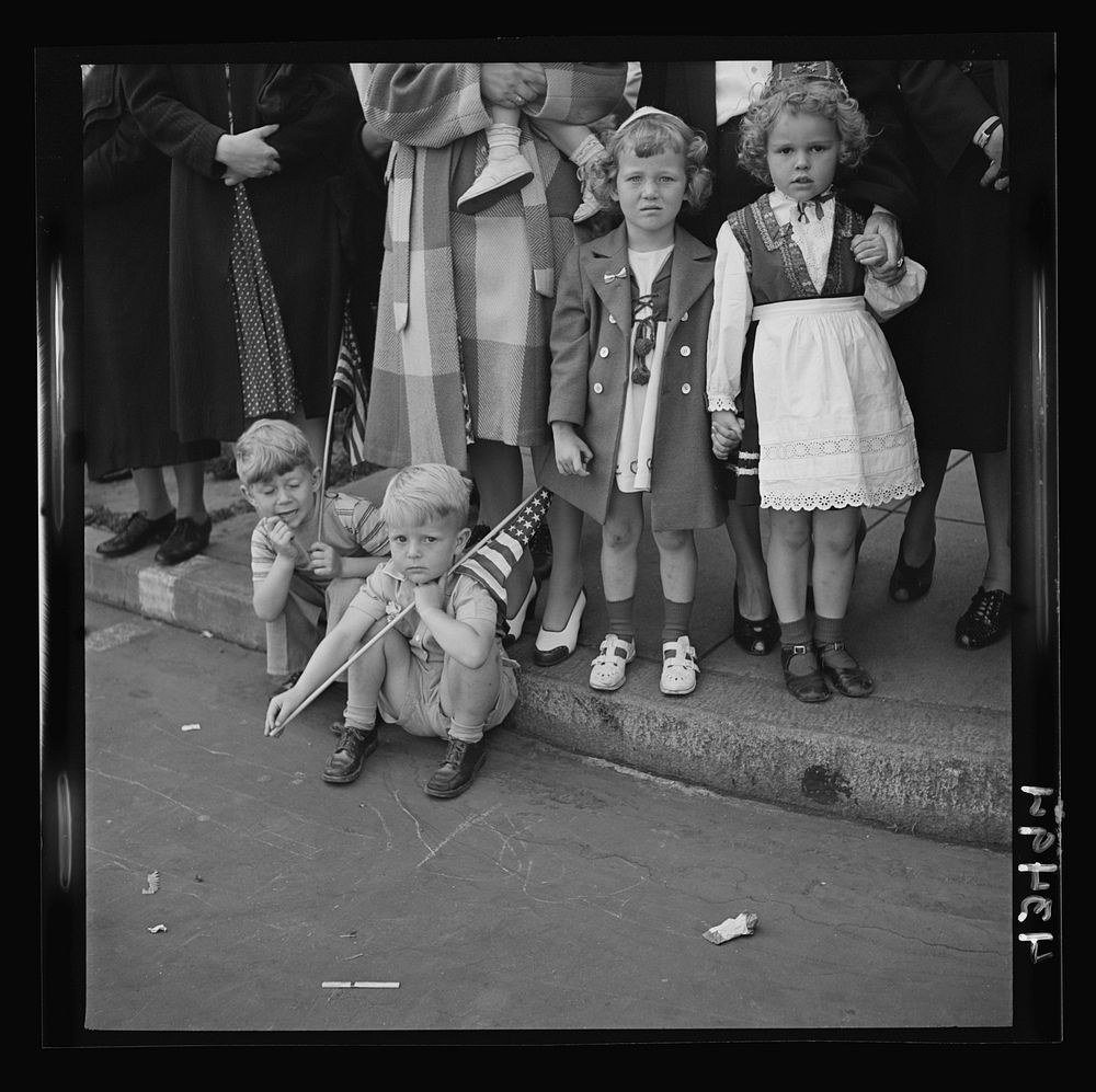 Brooklyn, New York. Children watching the Anniversary Day parade of the Sunday school of the Church of the Good Shepherd.…