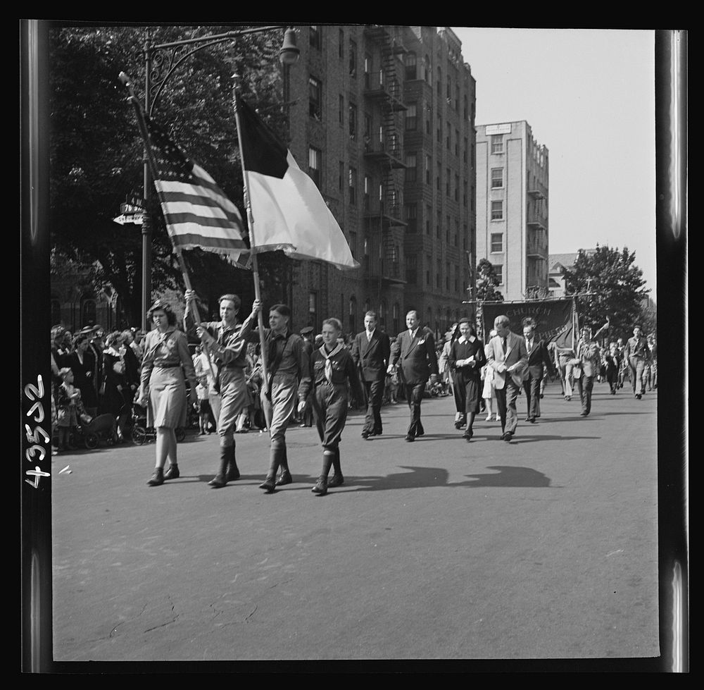 [Untitled photo, possibly related to: Brooklyn, New York. Anniversay Day parade of the Sunday school of the Church of the…