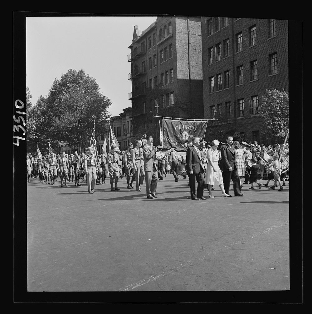 Brooklyn, New York. Anniversary Day parade of the Sunday school of the Church of the Good Shepherd. Sourced from the Library…