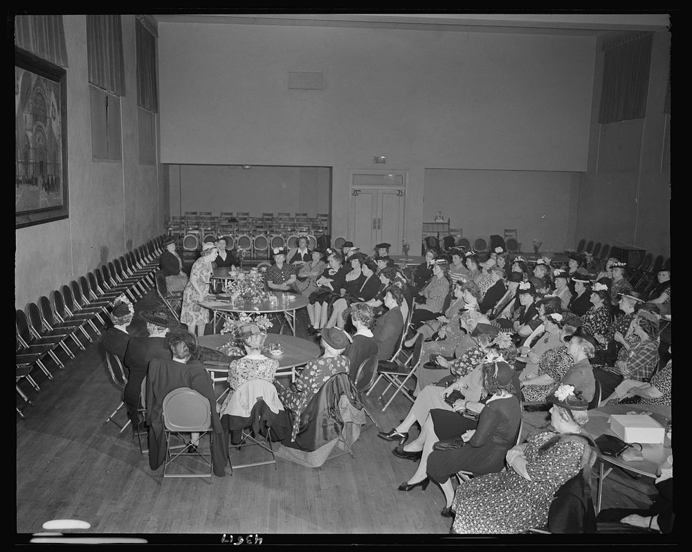 [Untitled photo, possibly related to: Brooklyn, New York. A woman speaker addressing the church women at the community house…