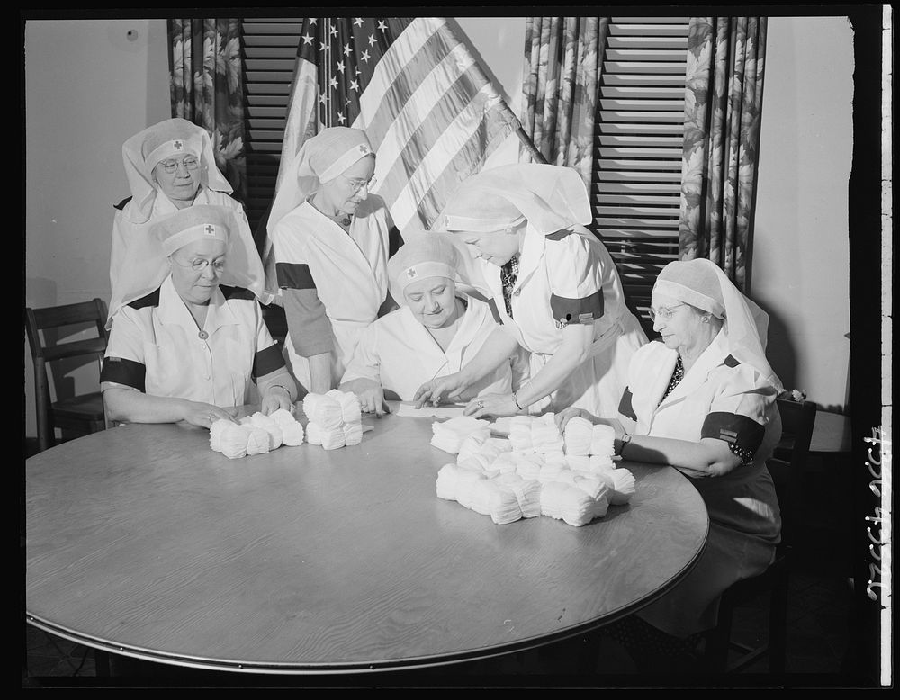 Brooklyn, New York. Red Cross work at the community house of the Church of the Good Shepherd. Sourced from the Library of…