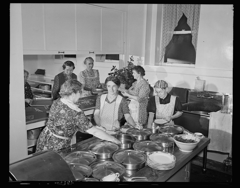 Brooklyn, New York. The ladies aid community kitchen at the Church of the Good Shepherd. Sourced from the Library of…