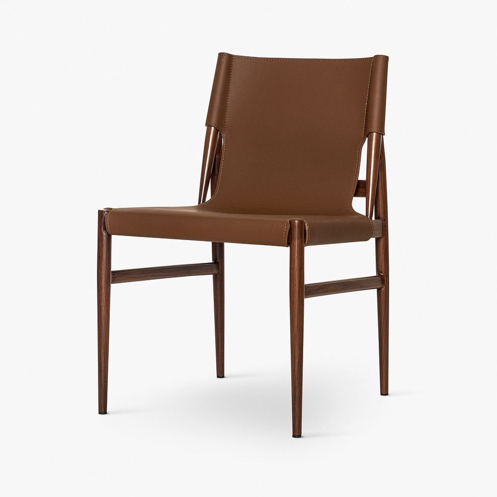 Brown chair psd mockup mid century modern furniture design
