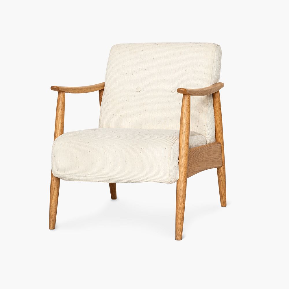 Natural wood chair in mid century modern style