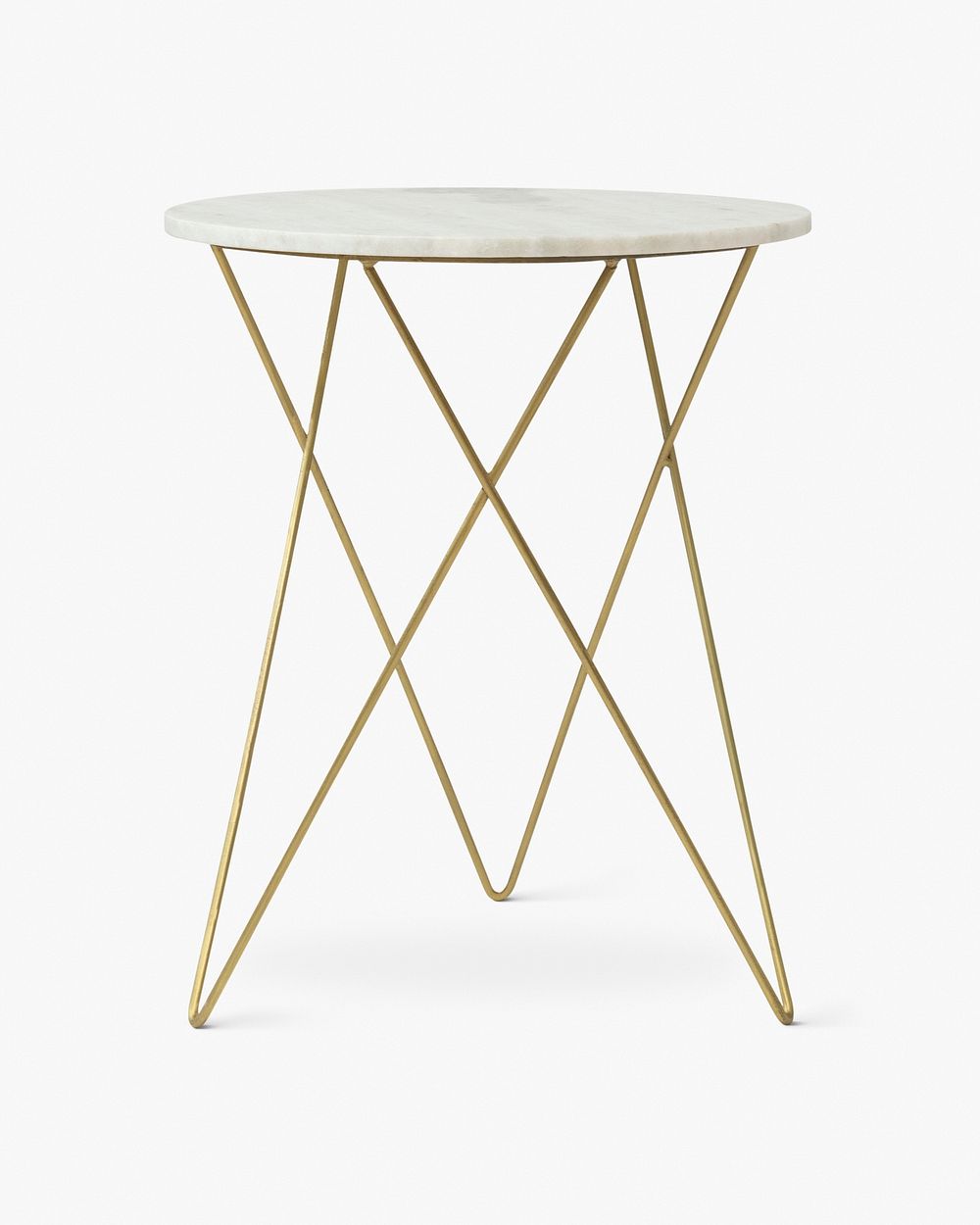 Fancy side table psd mockup in brass and marble