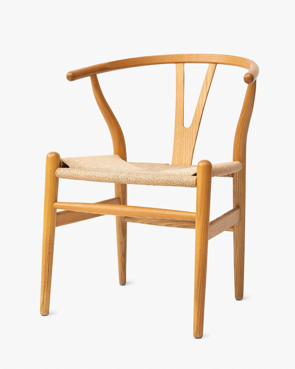 Wishbone chair psd mockup in natural wood