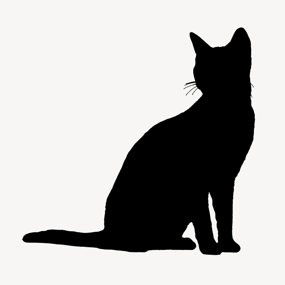 Cat silhouette sticker, pet collage element vector