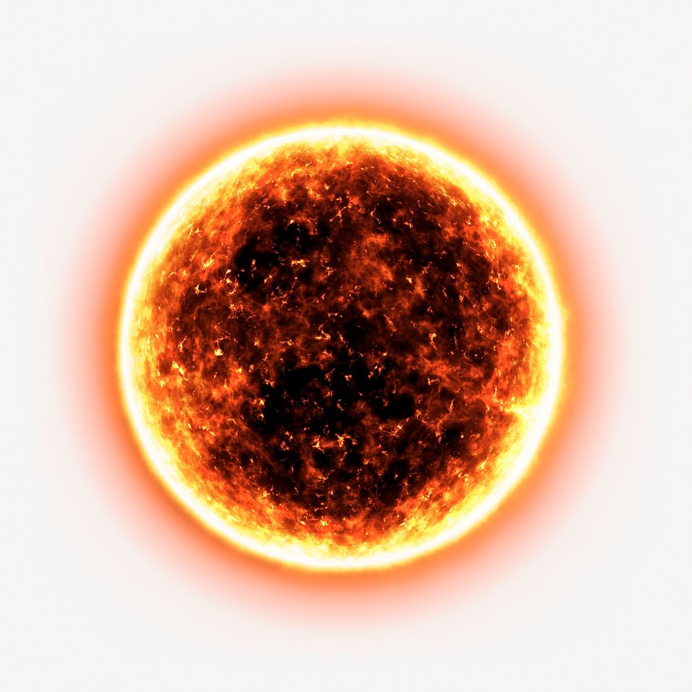 Glowing sun sticker, solar collage element psd