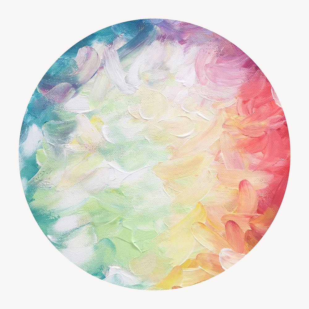 Colorful abstract painting circle shape badge, art photo
