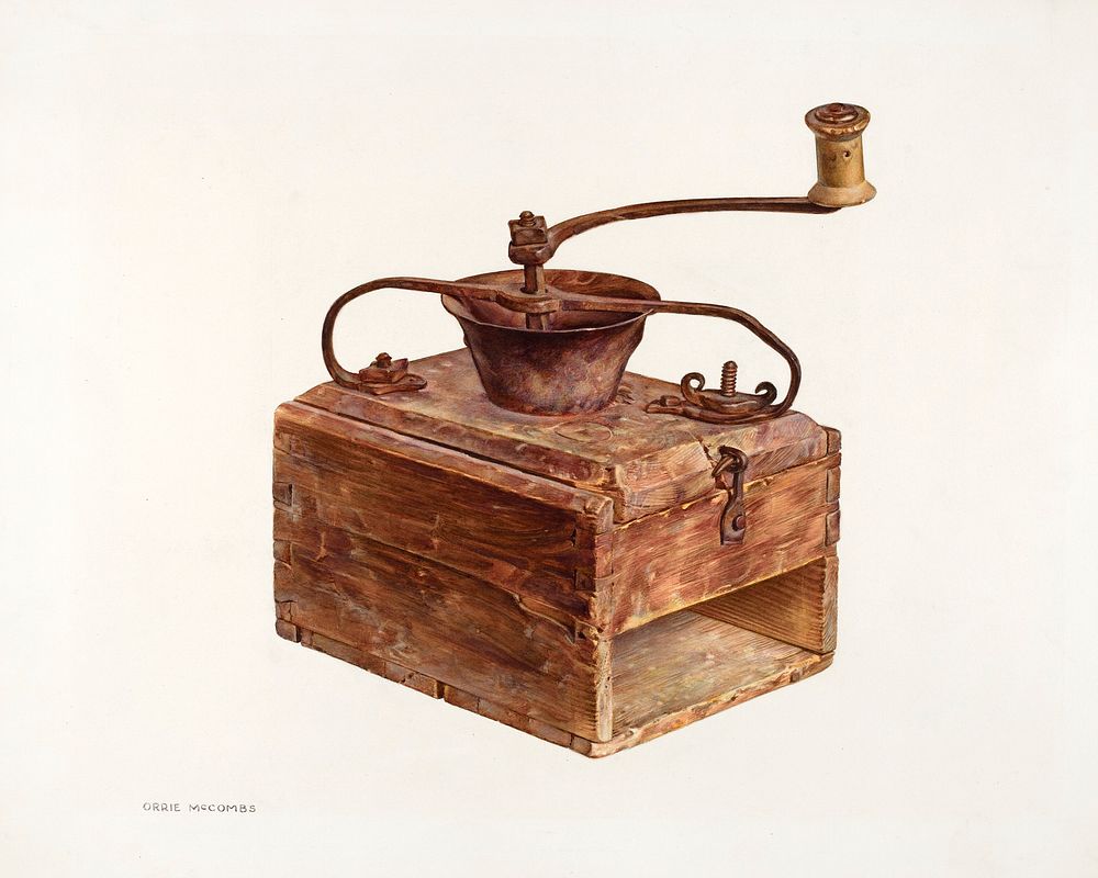 Coffee Grinder (ca. 1940) by Orrie McCombs. Original from The National Gallery of Art. Digitally enhanced by rawpixel.