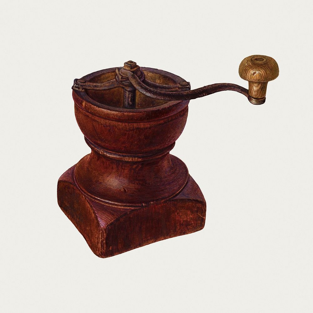 Vintage coffee grinder psd illustration, remixed from the artwork by Frank McEntee & Wayne White