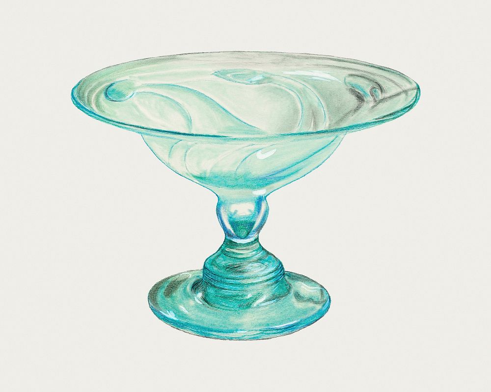 Blue vintage goblet psd illustration, remixed from the artwork by Van Silvay