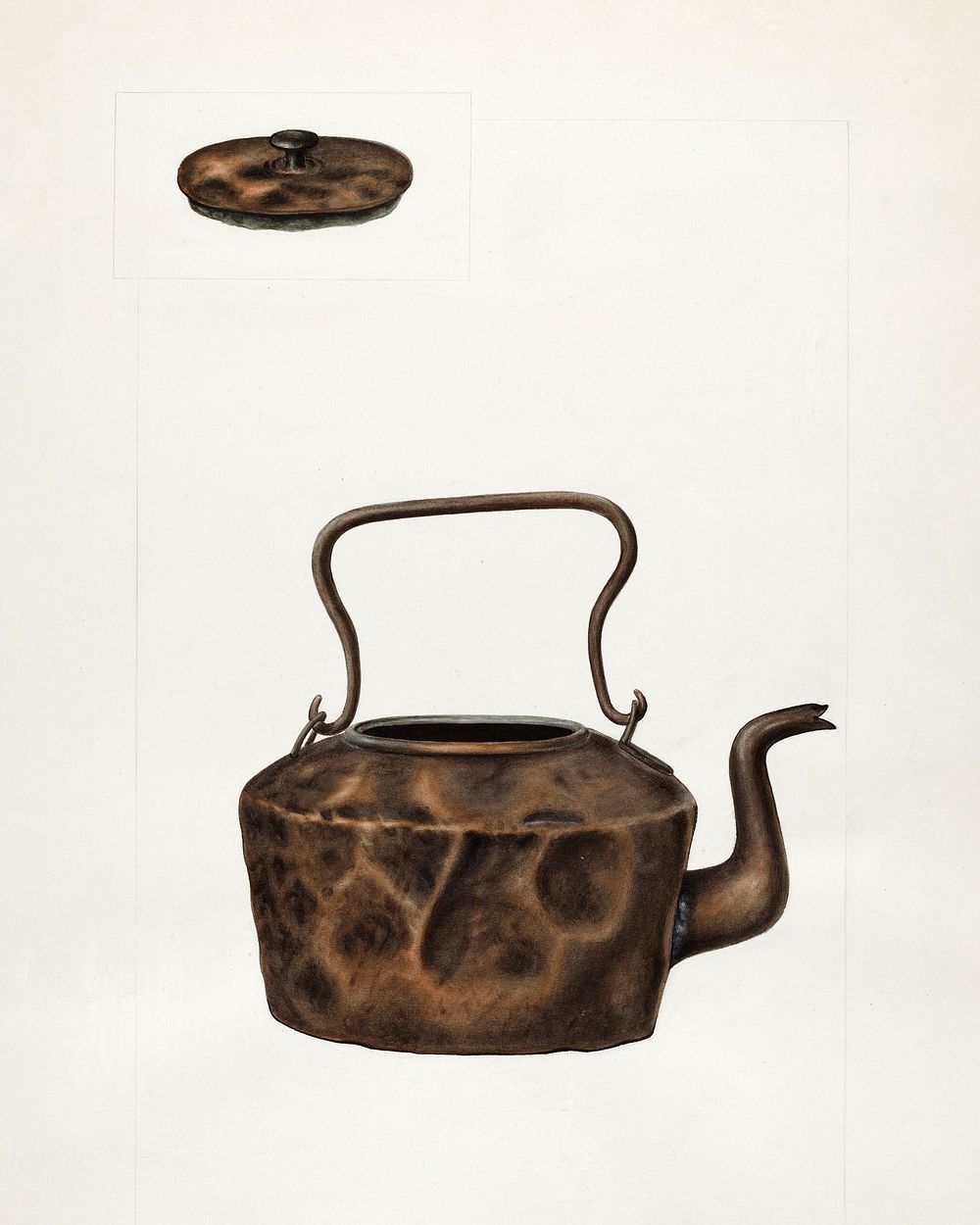 Copper Tea Kettle (1935&ndash;1942) by Clyde L. Cheney. Original from The National Gallery of Art. Digitally enhanced by…