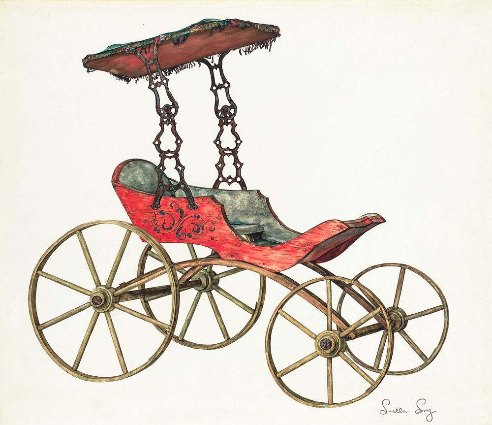 Doll Carriage (1935&ndash;1942) by Louella Long. Original from The National Gallery of Art. Digitally enhanced by rawpixel.