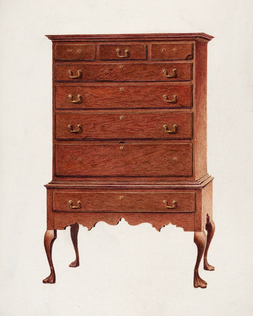 Early American highboy (1935/1942) by Ralph Boyer. Original from The National Gallery of Art. Digitally enhanced by rawpixel.
