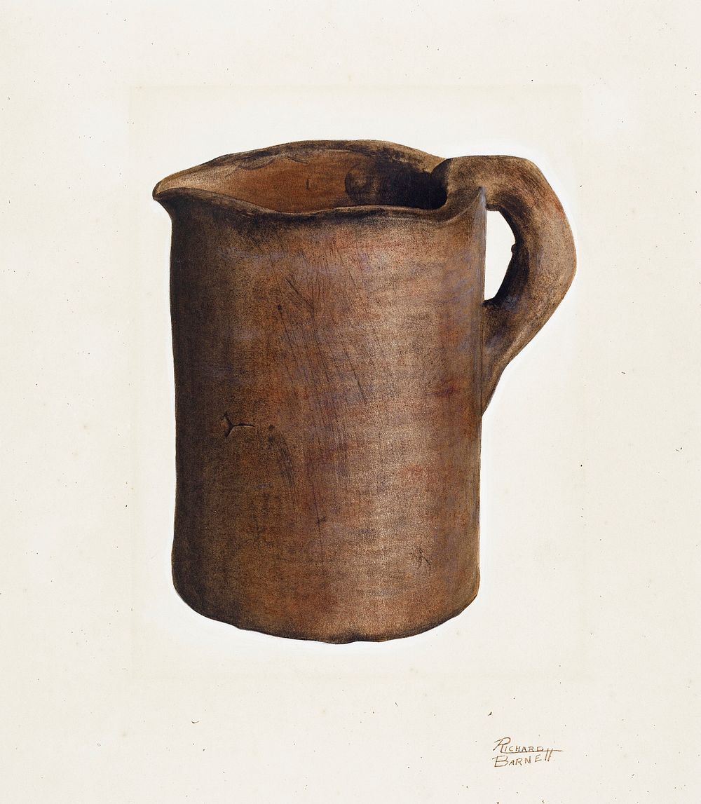Earthenware Pitcher (ca. 1938) by Richard Barnett. Original from The National Galley of Art. Digitally enhanced by rawpixel.