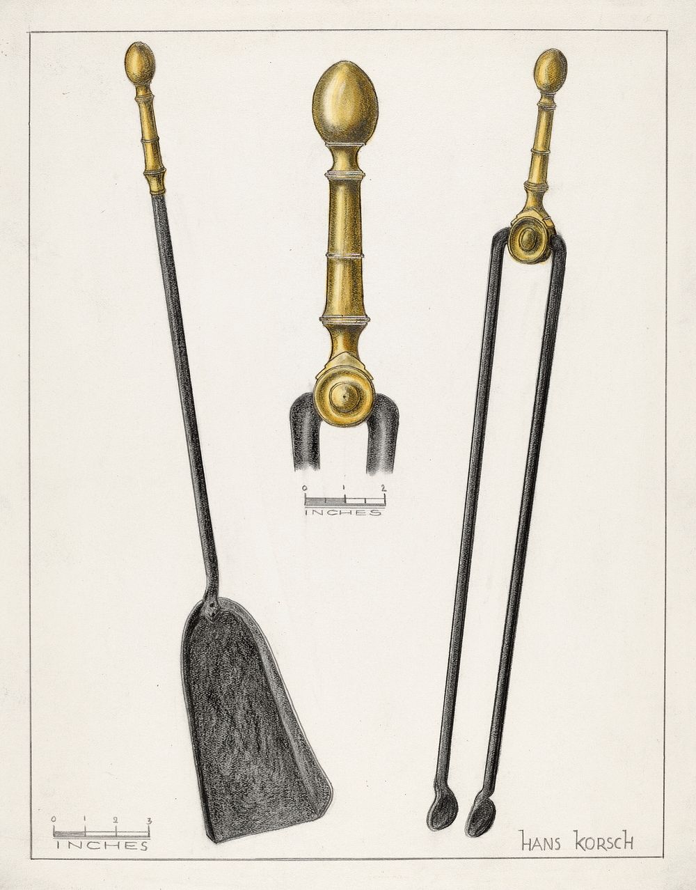 Fire Tongs and Shovel (1935&ndash;1942) by unknown American 20th Century artist. Original from The National Gallery of Art.…