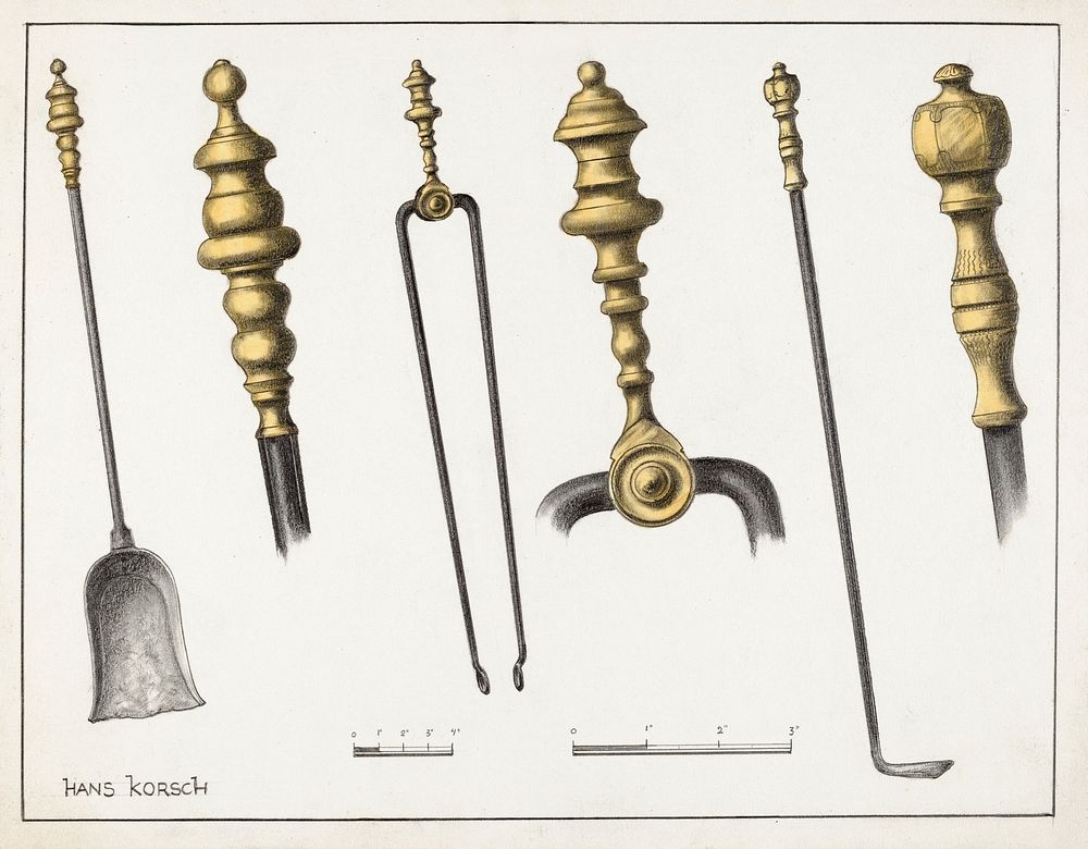 Fire Tools (ca. 1937) by Hans Korsch. Original from The National Gallery of Art. Digitally enhanced by rawpixel.
