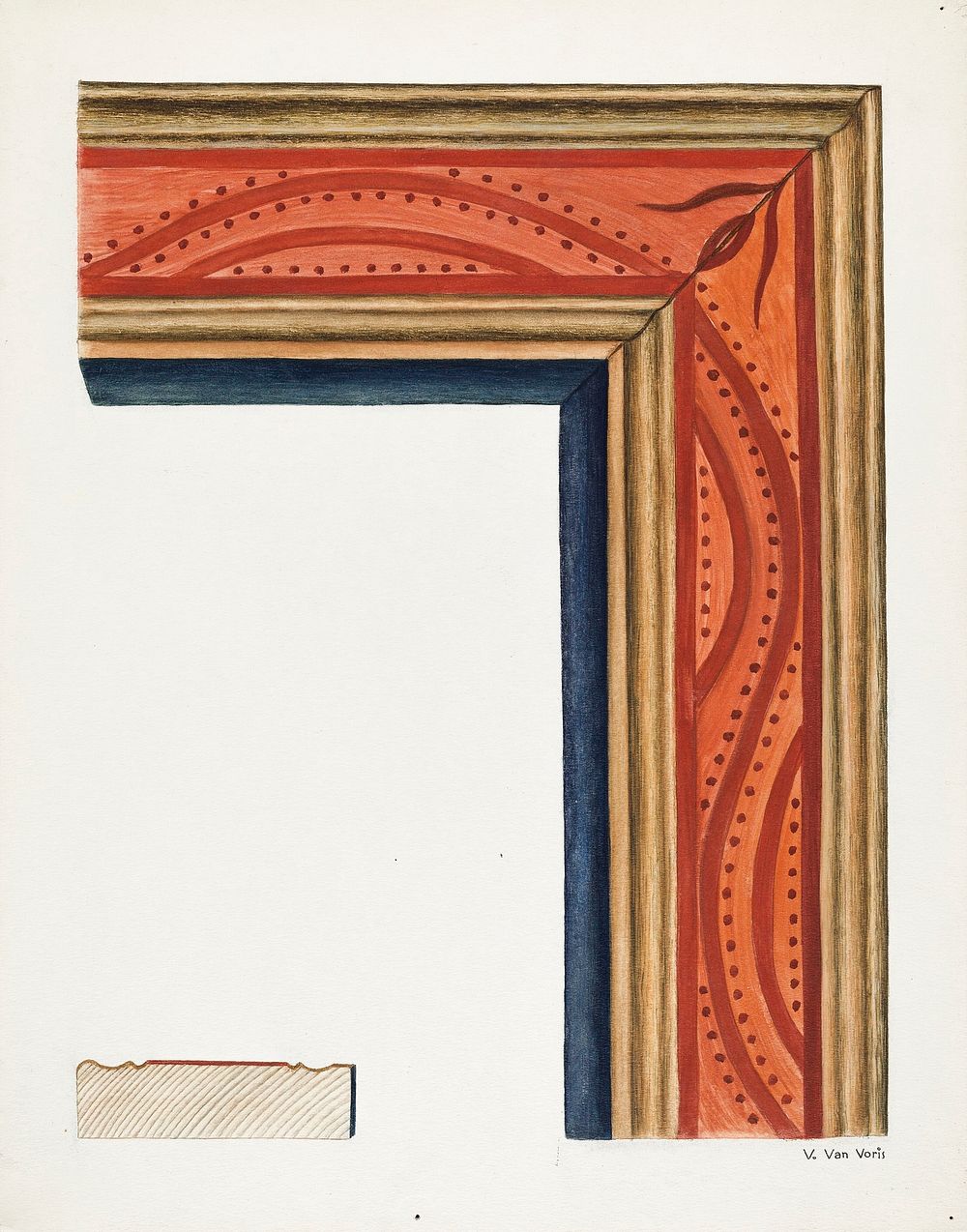 Hand&ndash;carved Picture Frame "River of Life" Motif (ca. 1938) by Vera Van Voris. Original from The National Gallery of…