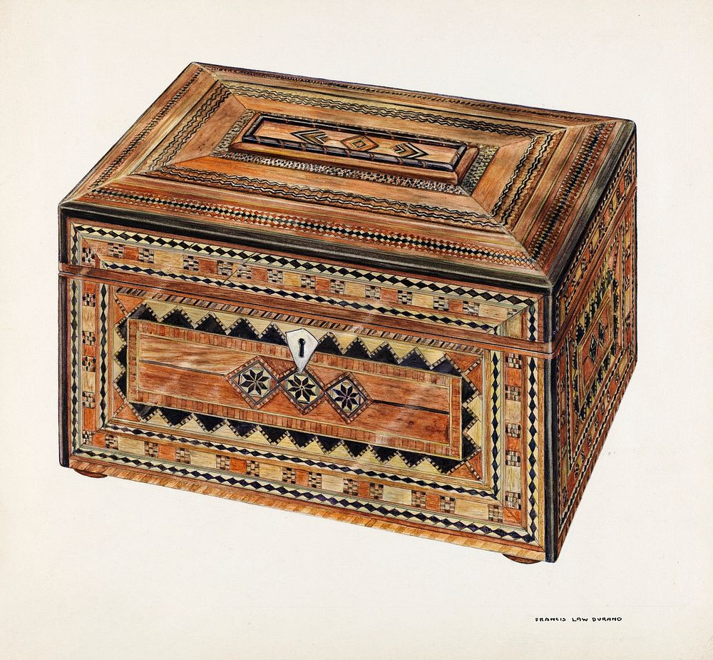 Inlaid Sewing Box (ca.1937) by Francis Law Durand. Original from The National Gallery of Art. Digitally enhanced by rawpixel.