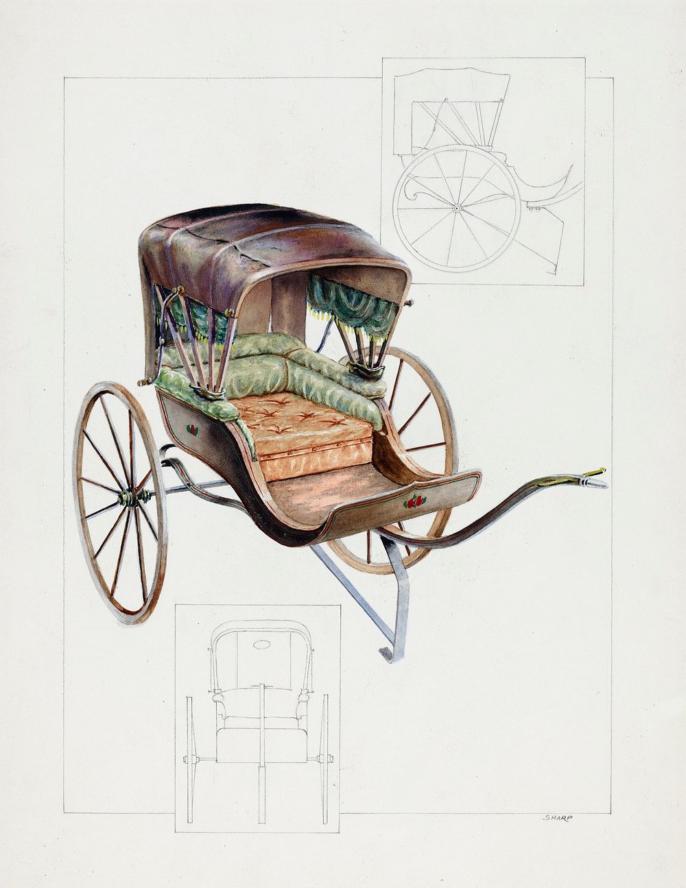 Baby Buggy (ca.1937) by Floyd R. Sharp. Original from The National Gallery of Art. Digitally enhanced by rawpixel.