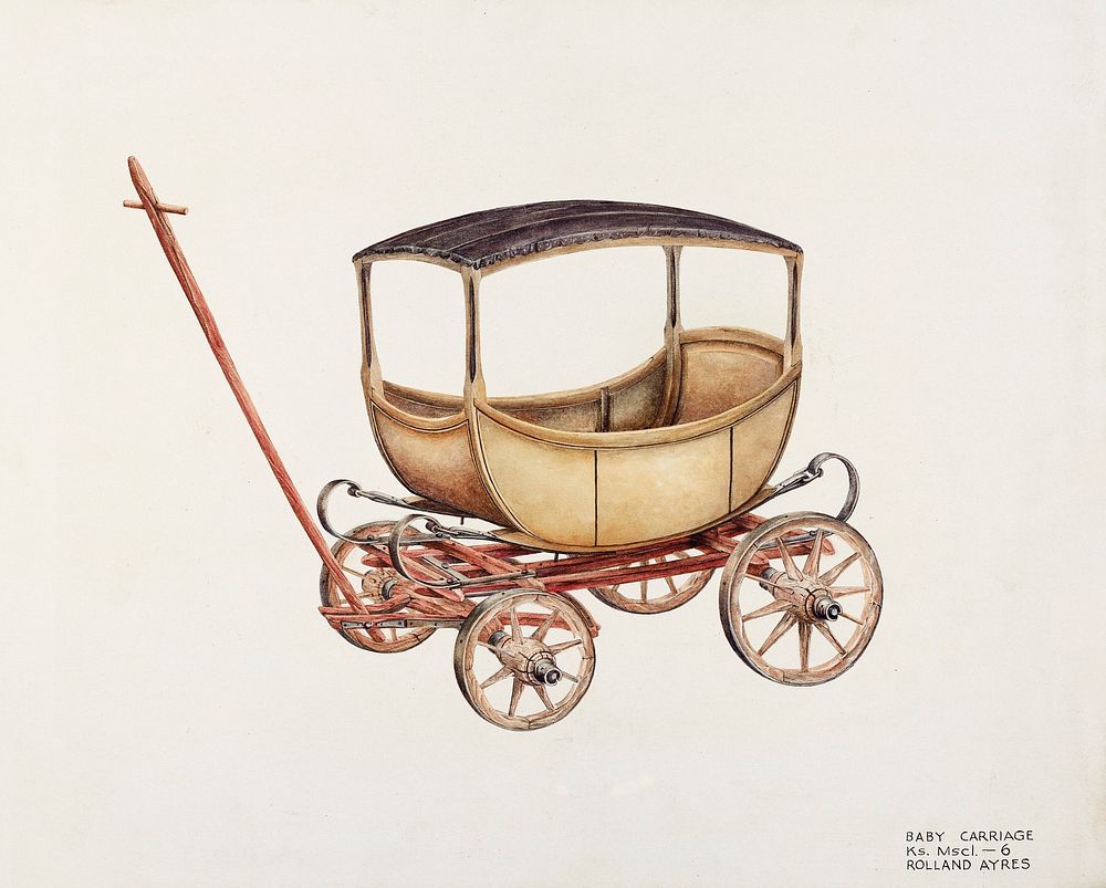 Baby Carriage (1935&ndash;1942) by Rolland Ayres. Original from The National Galley of Art. Digitally enhanced by rawpixel.