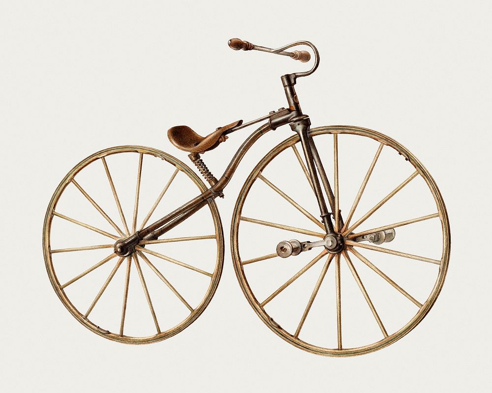 Vintage bicycle psd illustration, remixed from the artwork by Alfred Koehn