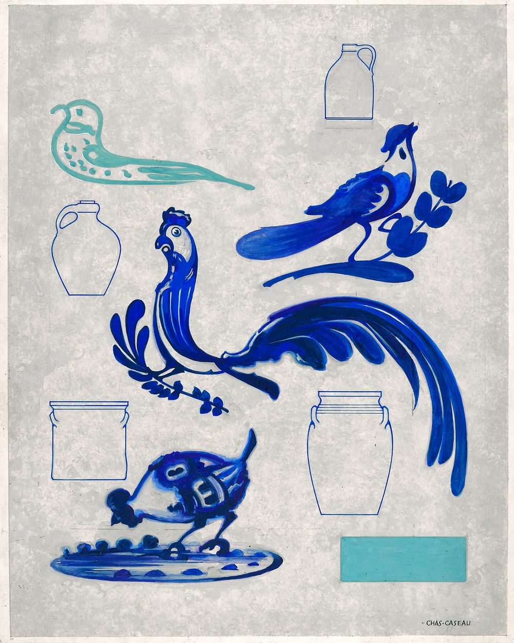 Bird Decorations on Jug (1935-1942) by Charles Caseau. Original from The National Gallery of Art. Digitally enhanced by…