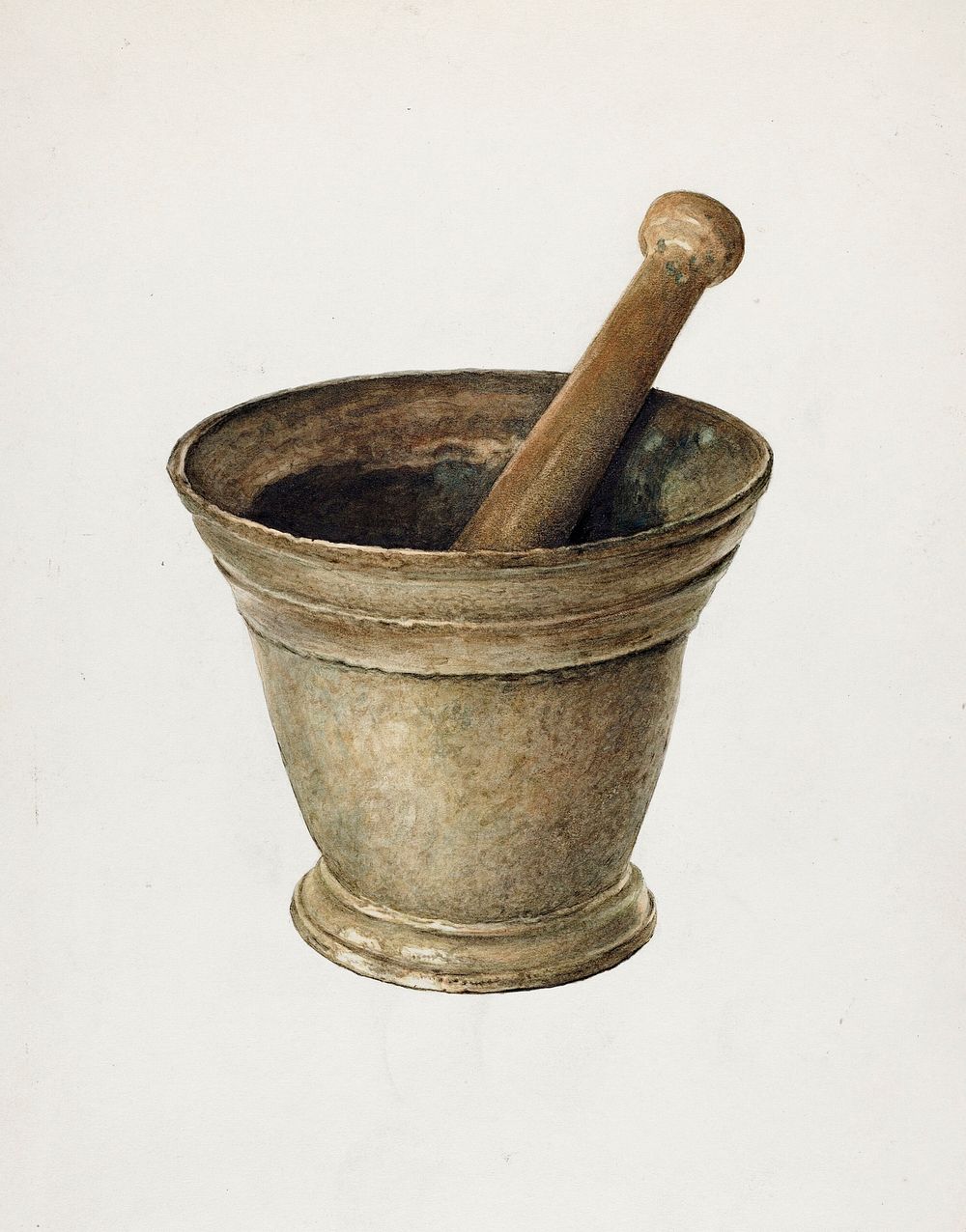 Brass Mortar and Pestle (ca. 1939) by Carl Buergerniss. Original from The National Gallery of Art. Digitally enhanced by…