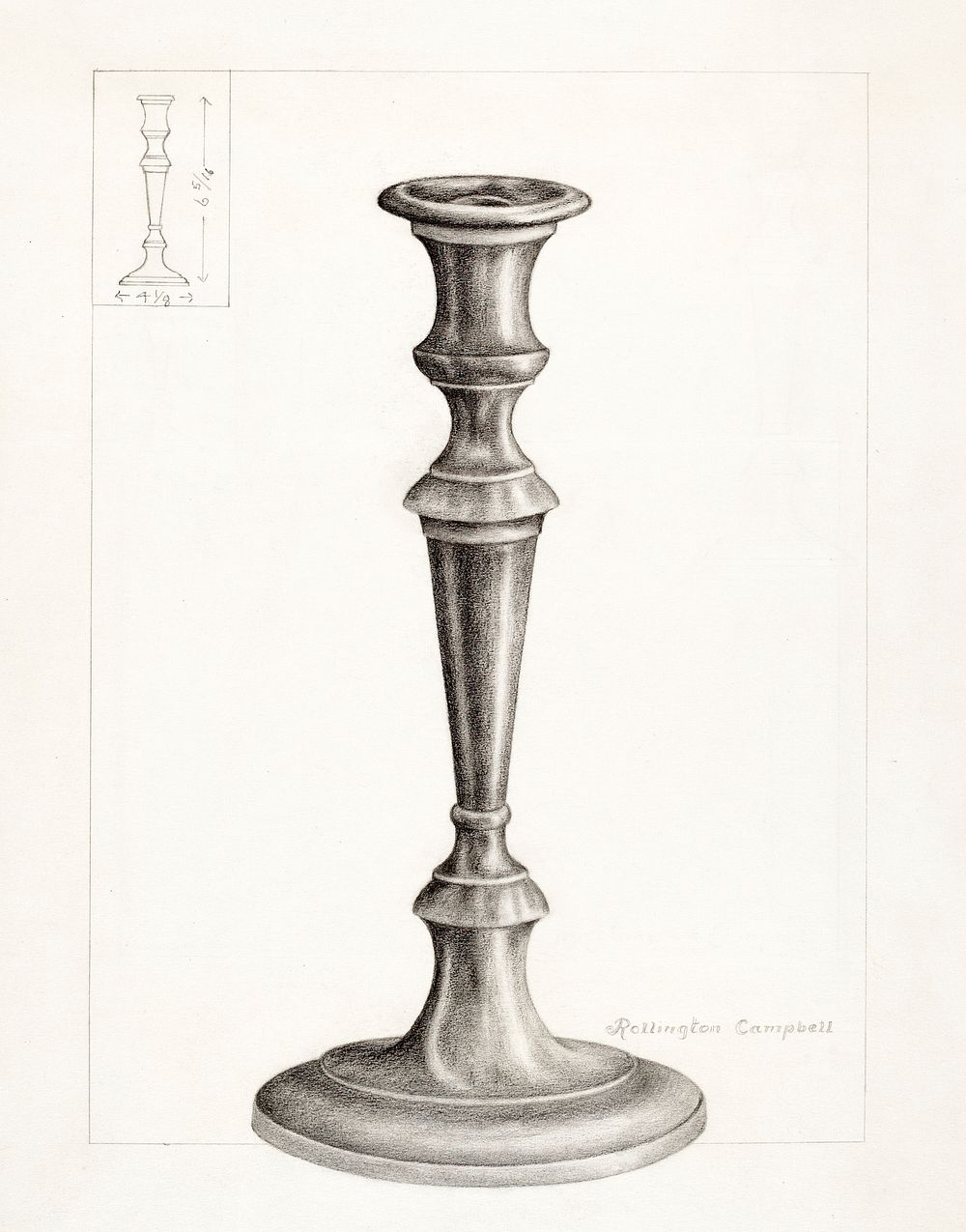 Candlestick (ca.1936) by Rollington Campbell. Original from The National Gallery of Art. Digitally enhanced by rawpixel.