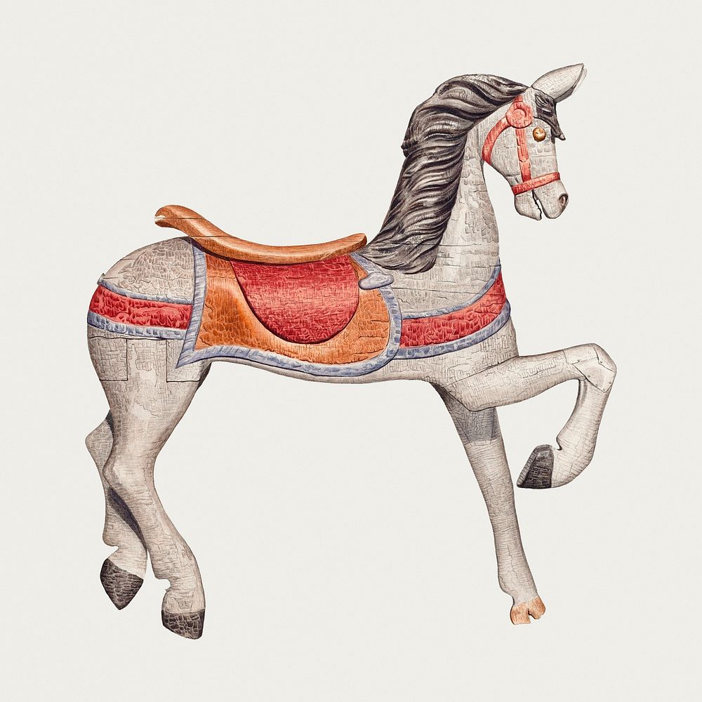Carousel horse psd illustration, remixed from artworks by Albert Ryder
